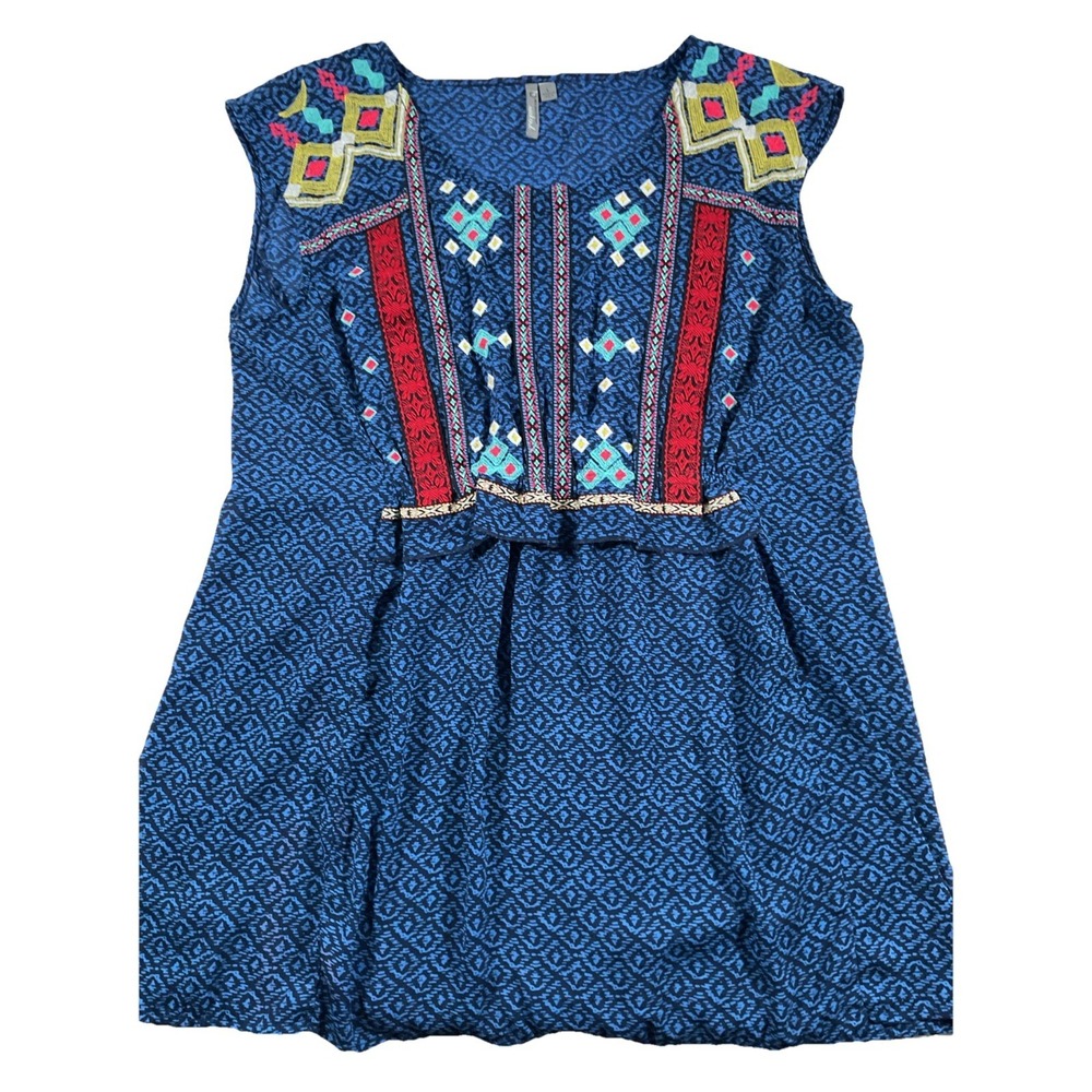 New Directions Womens Navy Blue Sleeveless Dress Split Neck Size Large K31